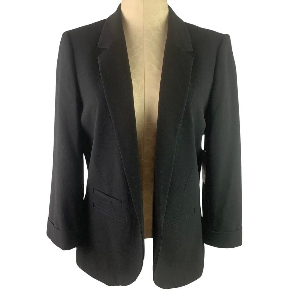 14 Isaac Mizrahi New York Women's Prague Black Blazer Open Front New